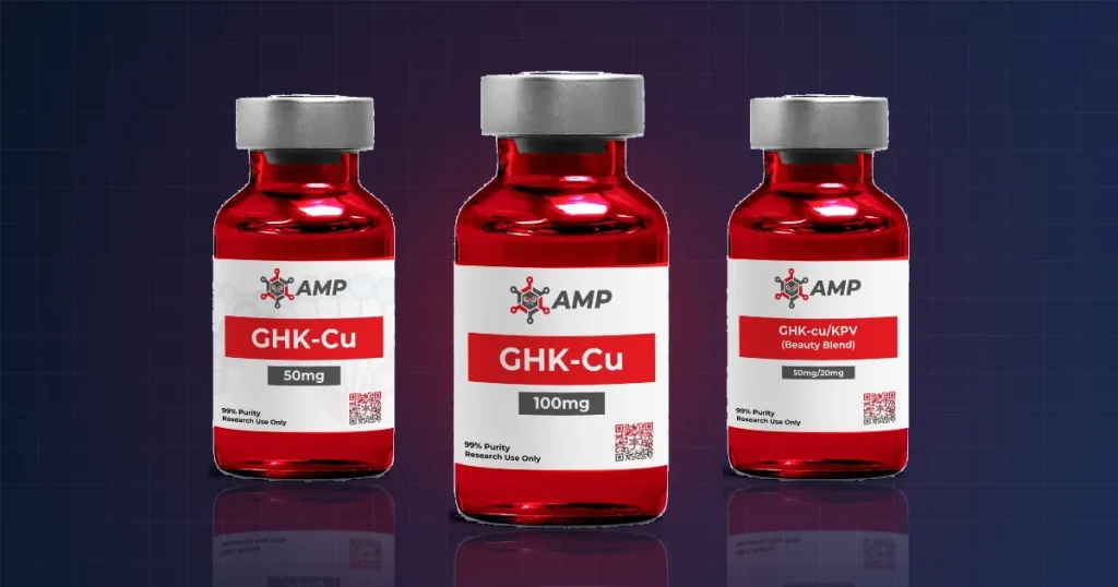 Ameano GHK-Cu 50mg and 100mg vials with the GHK-Cu KPV blend