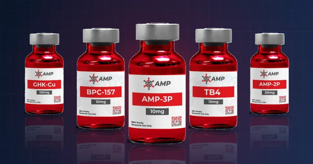 Ameano Peptides vials discussed on Reddit: BPC-157, AMP-3P, TB-500, GHK-Cu and AMP-2P