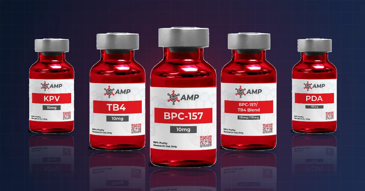 Recovery peptides for sale at Ameano Peptides: BPC-157, TB-500 and blend vials